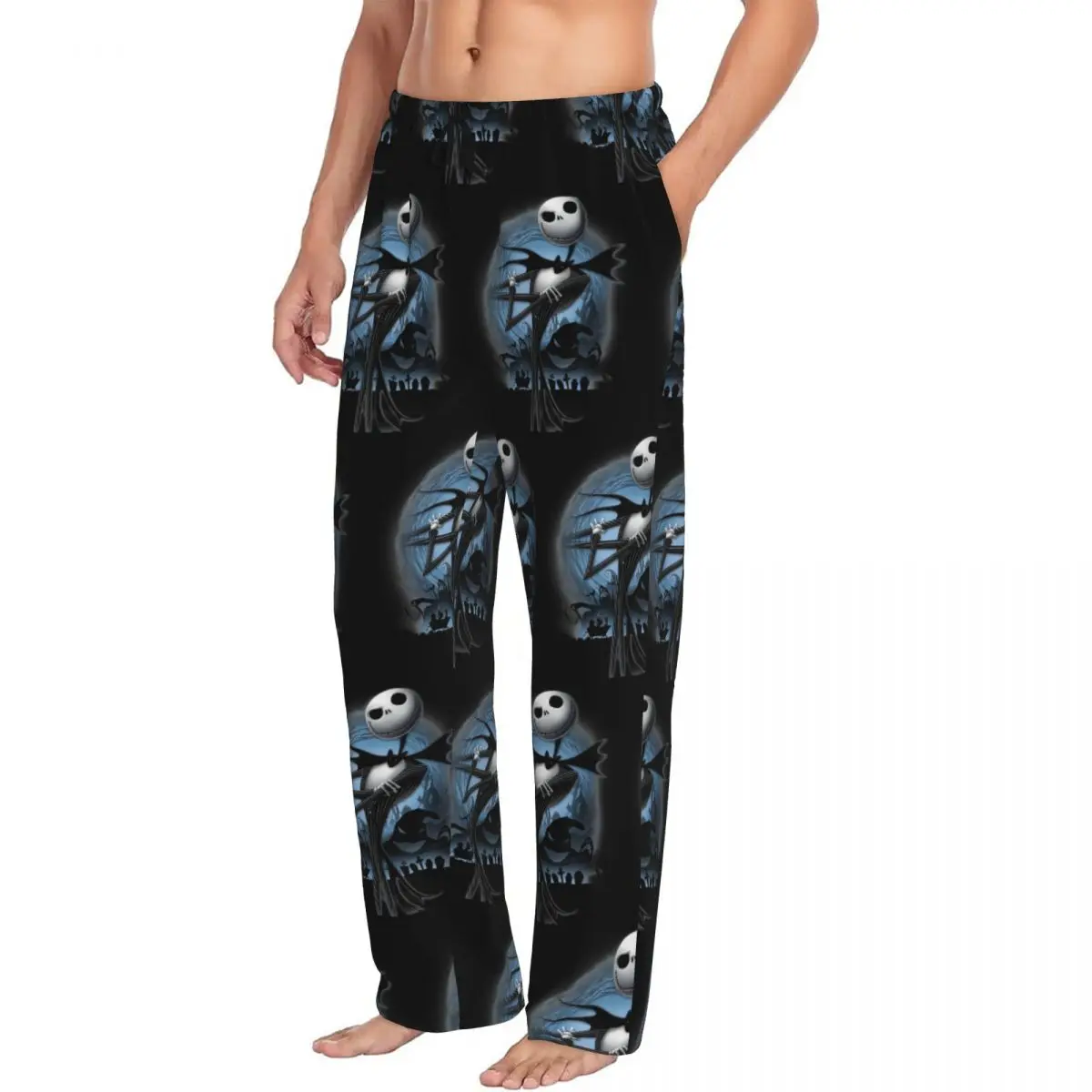 Custom The Nightmare Before Christmas Pajama Pants Sleepwear Elastic Waistband Jack Skellington Art Sleep Bottoms with Pockets