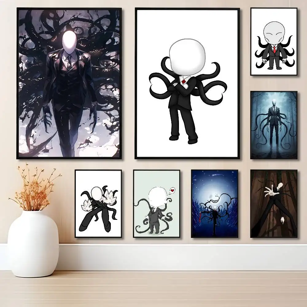 C-Creepypasta S-Slender Man Poster Waterproof HD Wall Art Decal Self-Adhesive Aesthetic Decor For Home Living