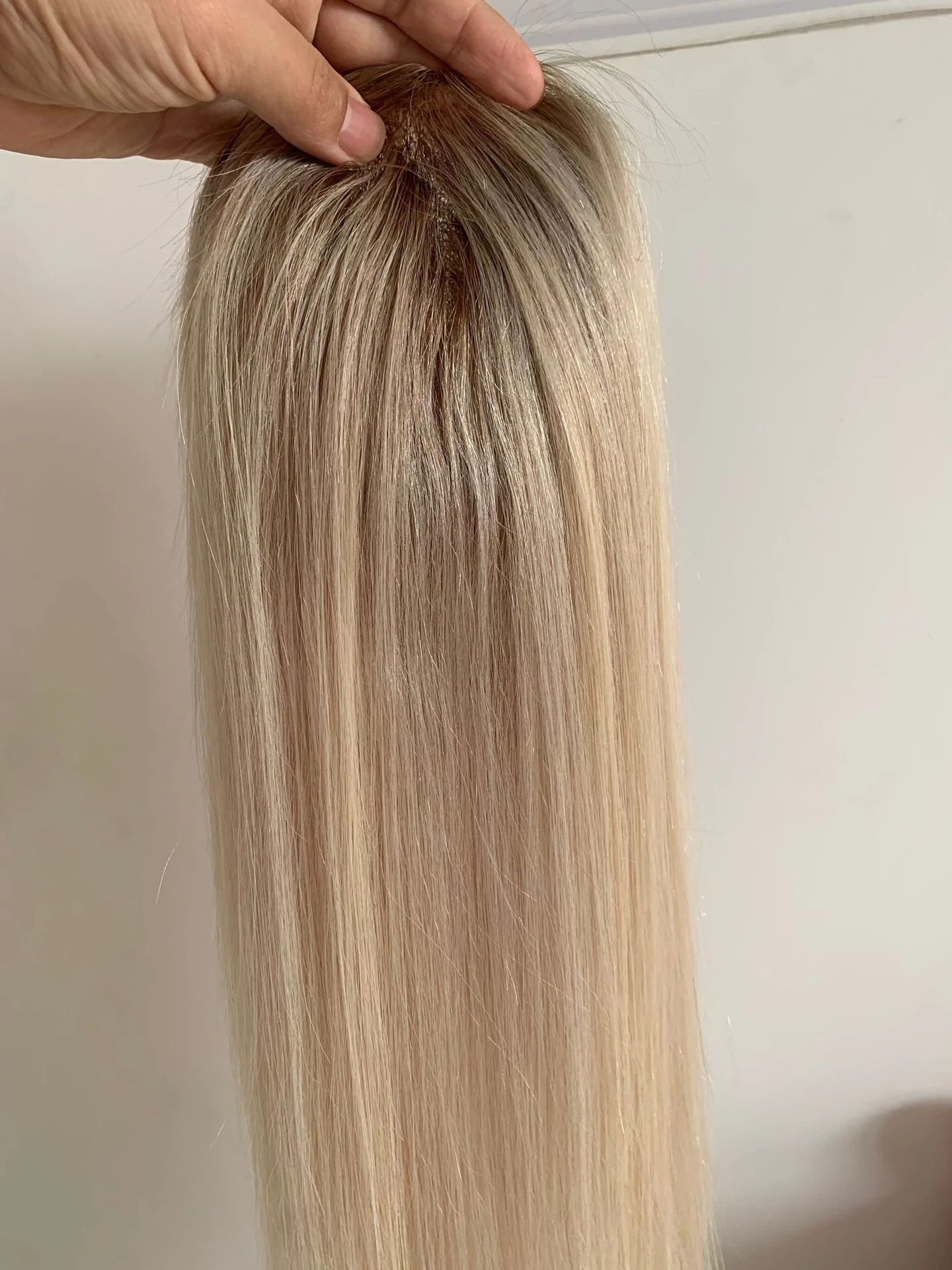 16*18 Virgin Human Hair Ombre Highlight Blonde Topper Clip in Toupee for Women European Hair Small Hairpiece for Thinning Hair