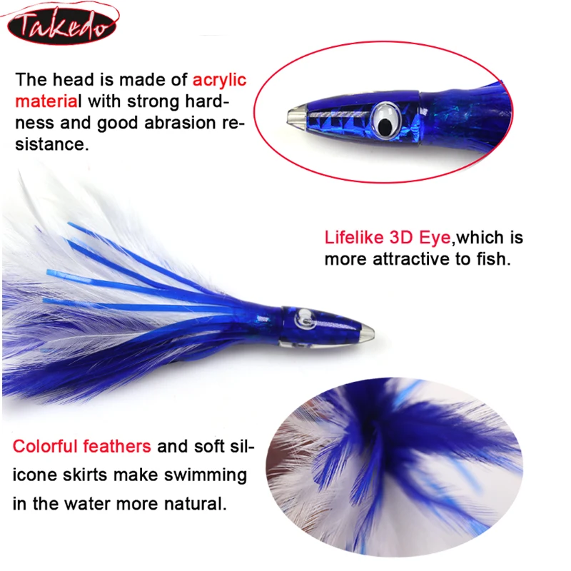 TAKEDO SP02 Jig Trolling 140mm 32g para atún falda plumas - imagen 2