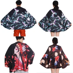 Japanese Kimono Yukata Samurai Kimono Man Cartoon Print Shirt Clothing Harajuku Cardigan For MenTraditional Haori Kimono Women