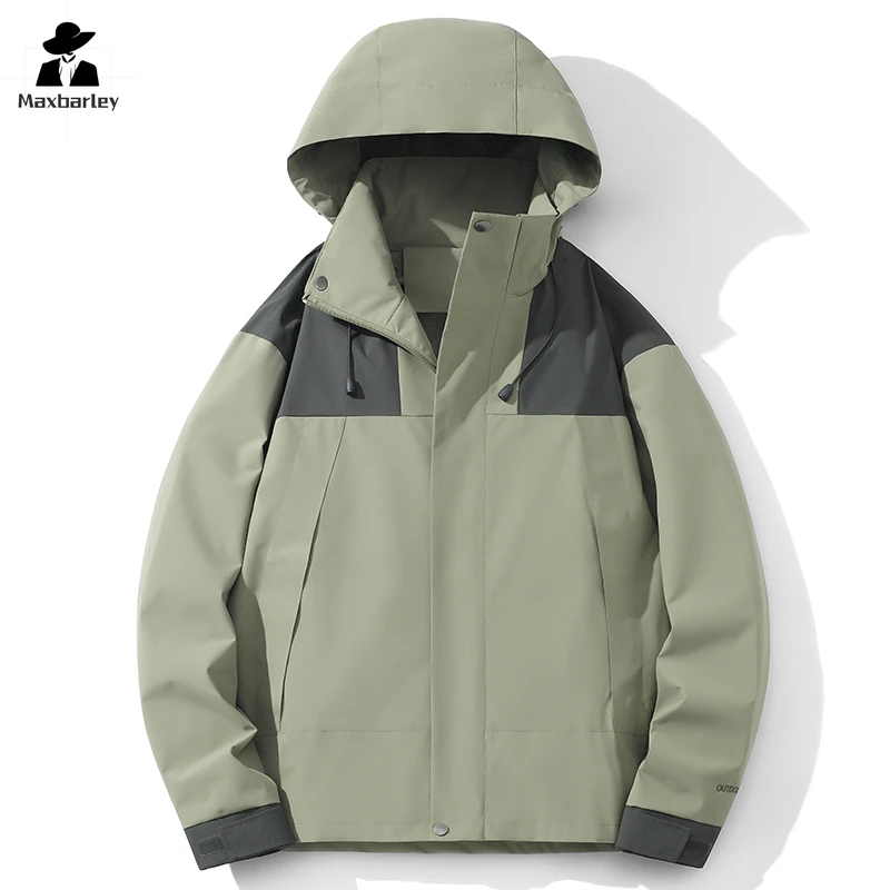 Casaco com capuz de camada única masculino, casaco impermeável, casual, respirável, esportes, viagem, camping, capa de chuva, roupas de exterior, novo