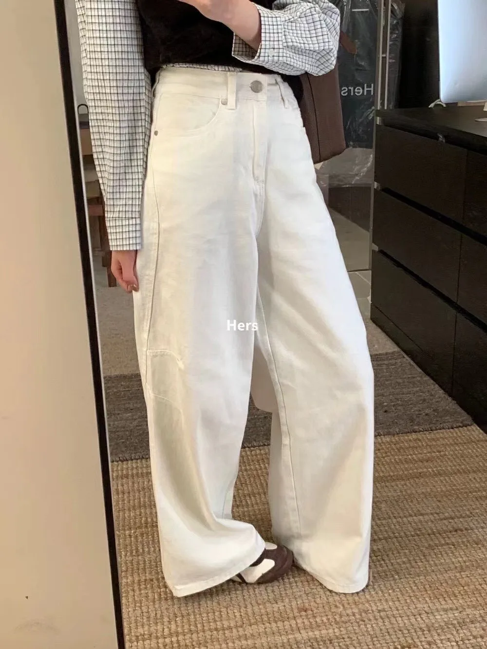 ZHISILAO White Straight Jeans Women Vintage Soft High Waist Full Length Denim Pants Streetwear 2024