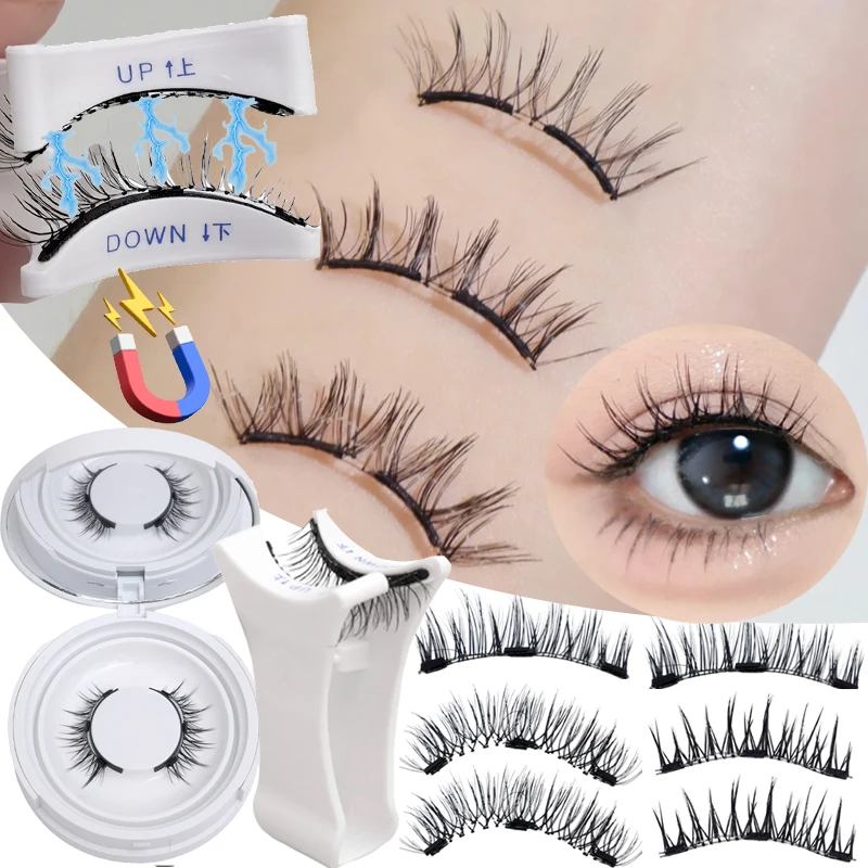 3D Magnetic Eyelashes Kit Natural Wispy False Lashes Reusable Magnetic Eyelashes Waterproof Lash Extension with Lashes Tweezers