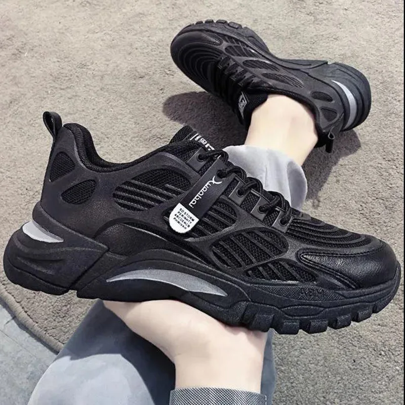 Mesh thick sole with increased height inside casual shoes breathable and comfortable sports shoes trendy running shoes sneakers