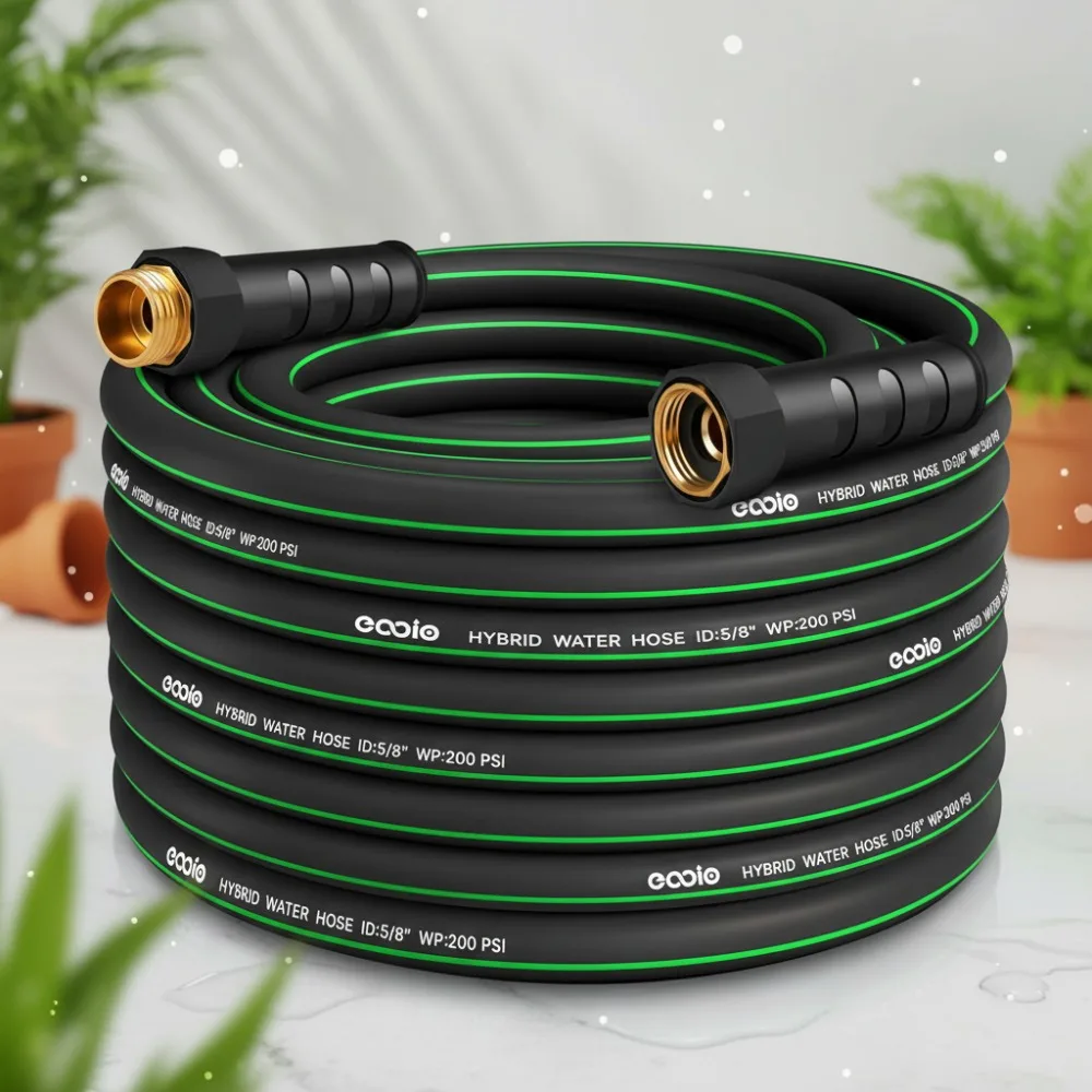 

75ft Heavy Duty Garden Hose, Kink Resistant Flexible Water Hose, Lightweight Non-Expandable with Leakproof Fittings