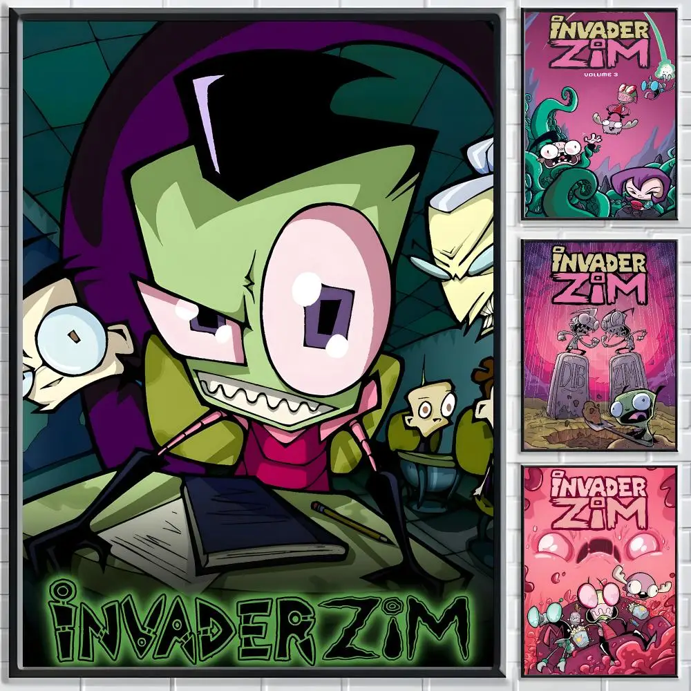 Cartoon Invader Zim Poster Classic Poster HD Art Sticky Wall Waterproof Home Living Room Bedroom  Aesthetic Decoration