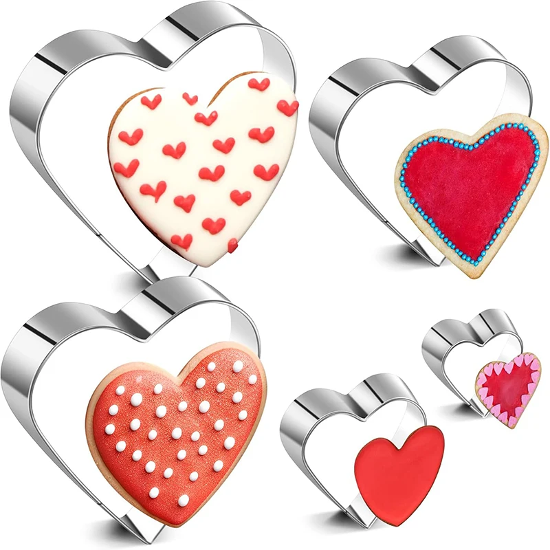 

5Pcs Heart Cookie Cutter Set Stainless Steel Biscuit Mold Cake Decorating Tool Cookie Fondant Pastry Baking Mold Cookie Cutter