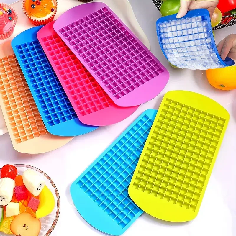 160 Grid Mini Silicone Ice Tray Ice Cubes Foldable Ice Mold Ice Breaker Ice Grid Tray Small Square Mold Ice Maker Silicone Mold