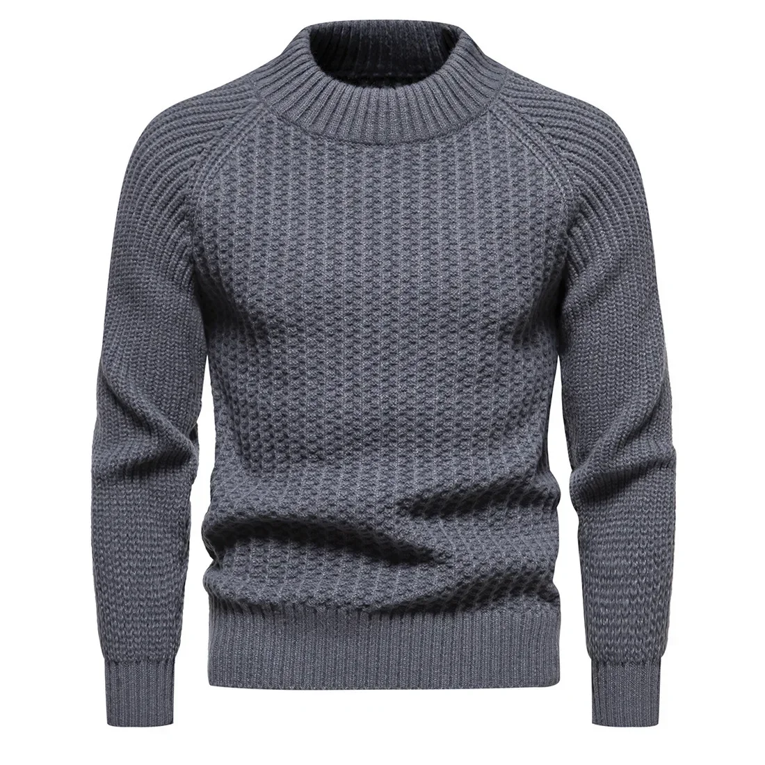 

2023 New Men's Autumn Casual Knit Bottom Warm Sweater Pullover Solid Color Sweater