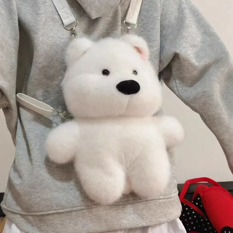 ウエストハイランドホワイトテリア漫画リトルベア人形ぬいぐるみバックパック軽量通勤多用途女の子通勤バックパック