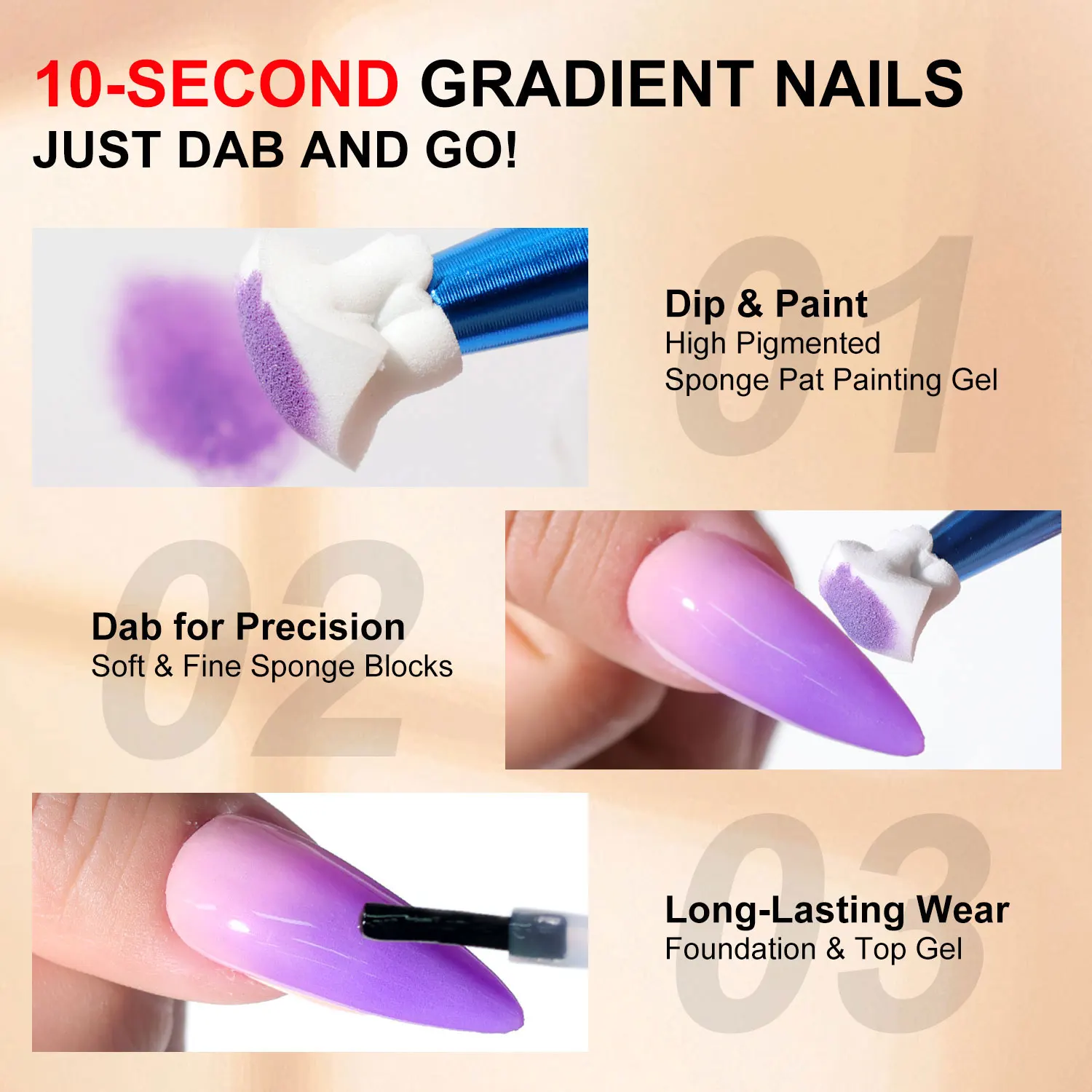 Limegirl gradiente pintura gel 6 cores ombre gel com 50 pçs esponjas de unhas & garras de metal para arte do prego ombre unhas manicure francesa