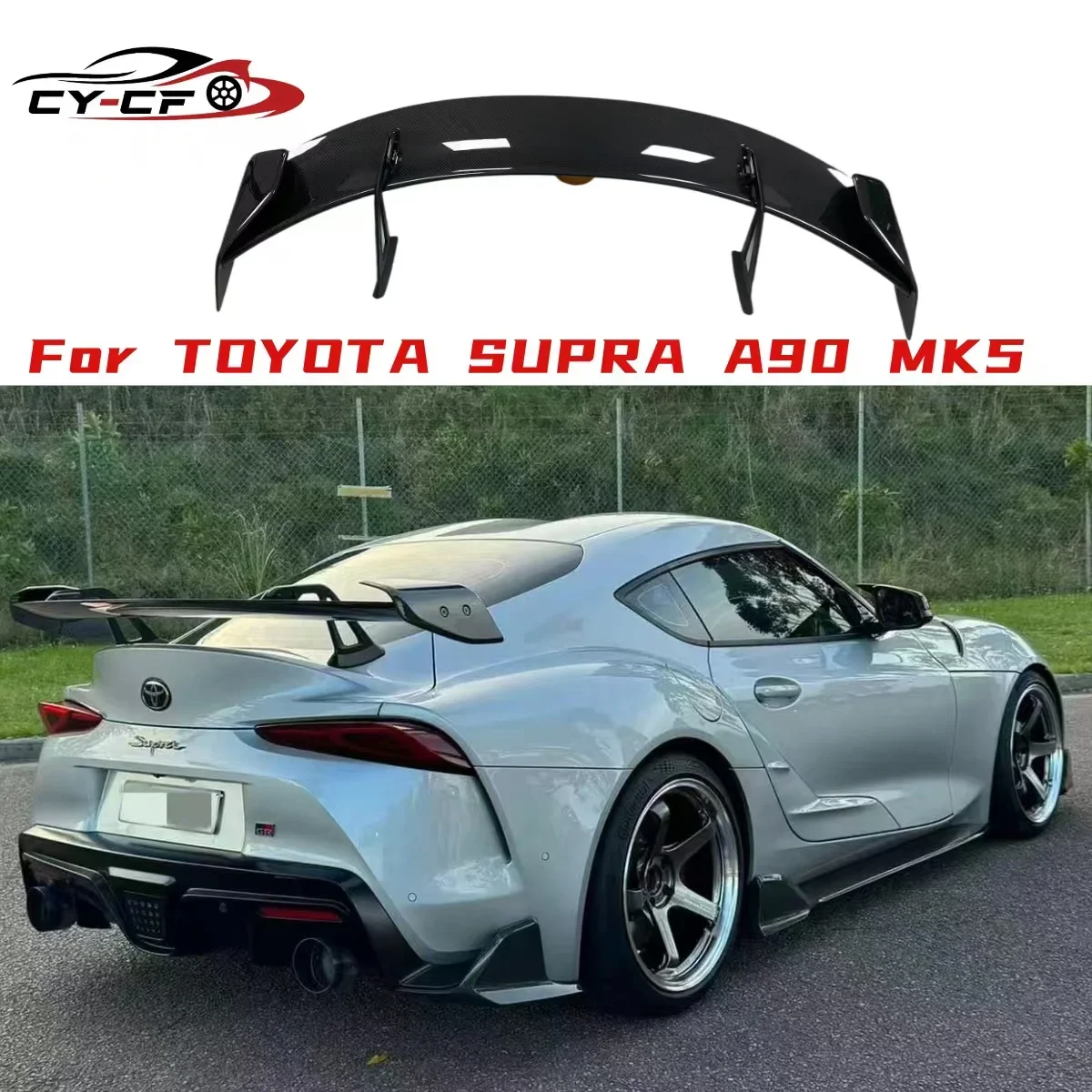 

For Toyota Supra GR A90 A91 MK5 High Quality Dry Carbon Fiber Rear Spoiler Wing Trunk Wing Splitter Rear Wing Separator A Style