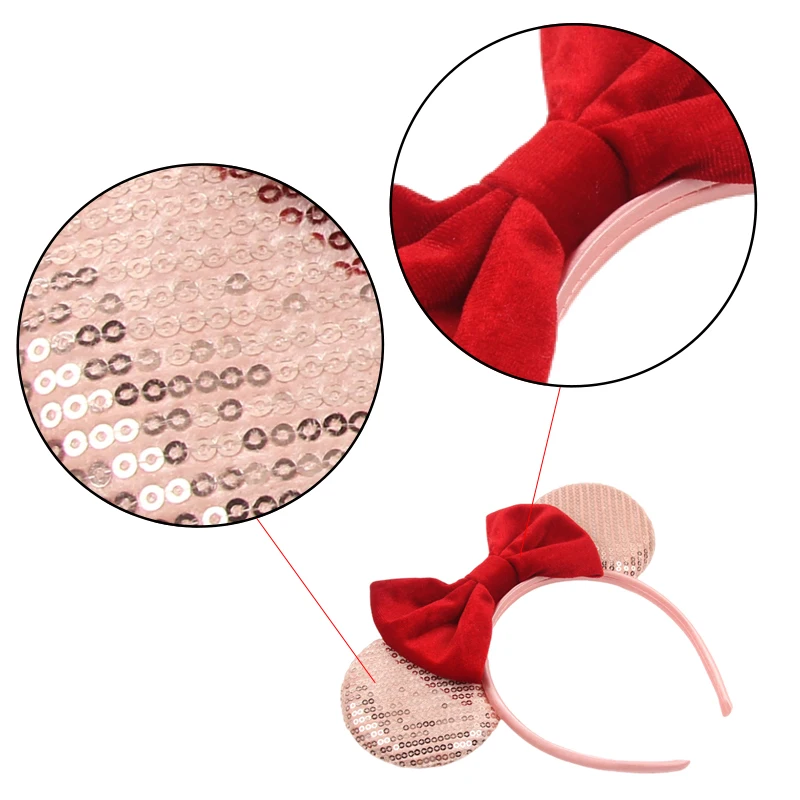 1 قطعة أنيقة ميكي ماوس الأذن هيرباند المخملية القوس الأميرة عقال عطلة حفلة عيد ميلاد ارتداء المرأة إكسسوارات الشعر #5