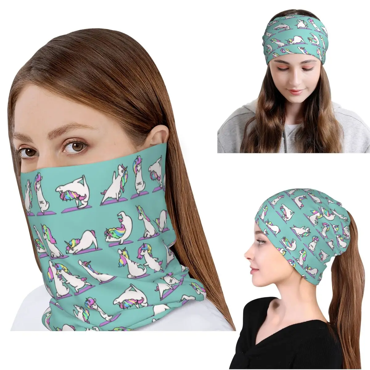 

Unicorn Yoga Bandana Neck Cover Wrap Scarf Multifunction Headband Beanies Hat Unisex Adult Washable