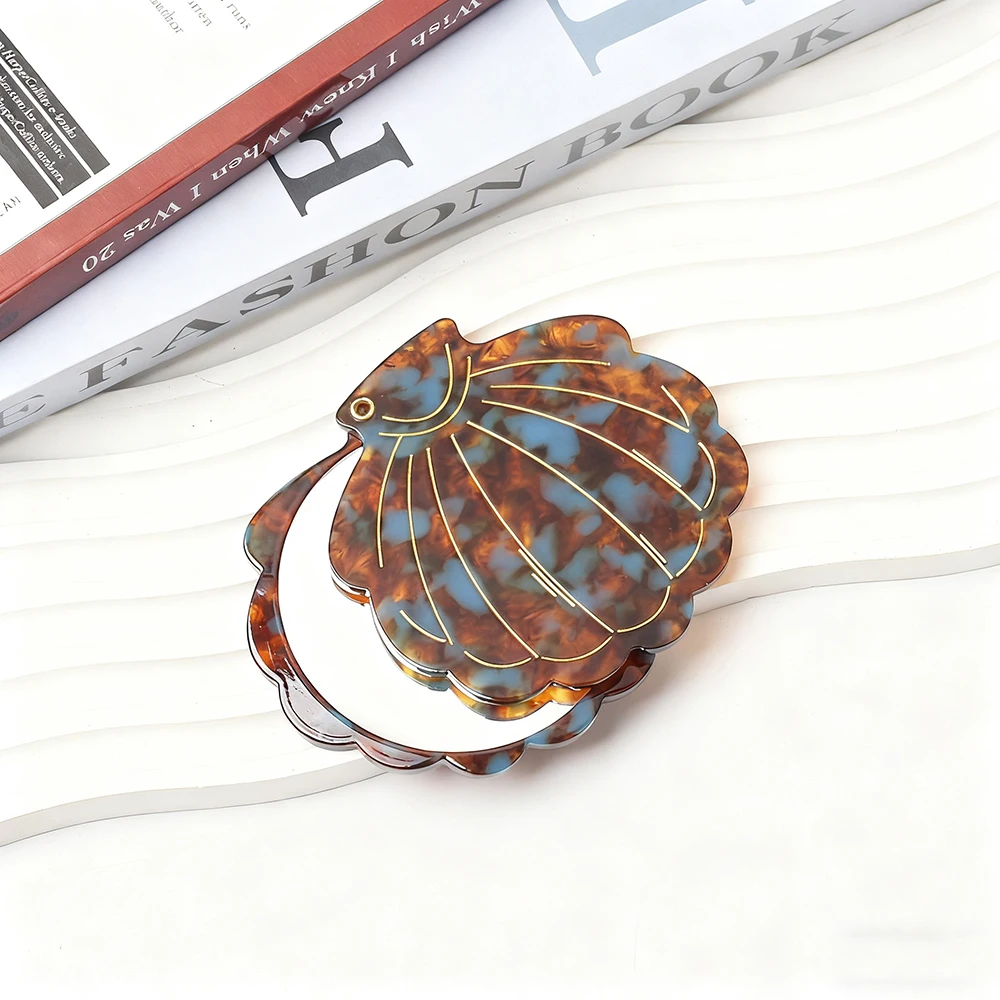 Creatieve schelpvorm make-upspiegel draagbare reizen azijnzuur opvouwbare make-upspiegel dames meisjes draagbare cosmetische spiegel