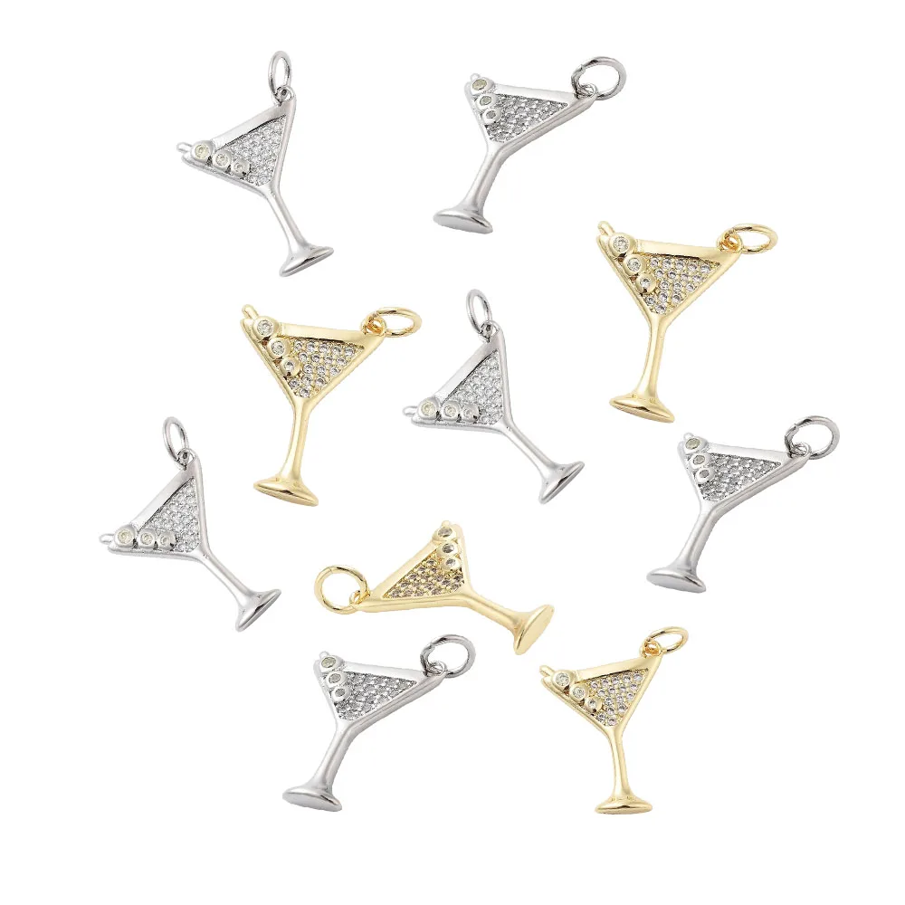 

Craftdady Martini Cocktail Cubic Zirconia Pendant Tiny Wine Glass Charms 2 Colors Dangle Ornament Jewelry DIY Making Supplies