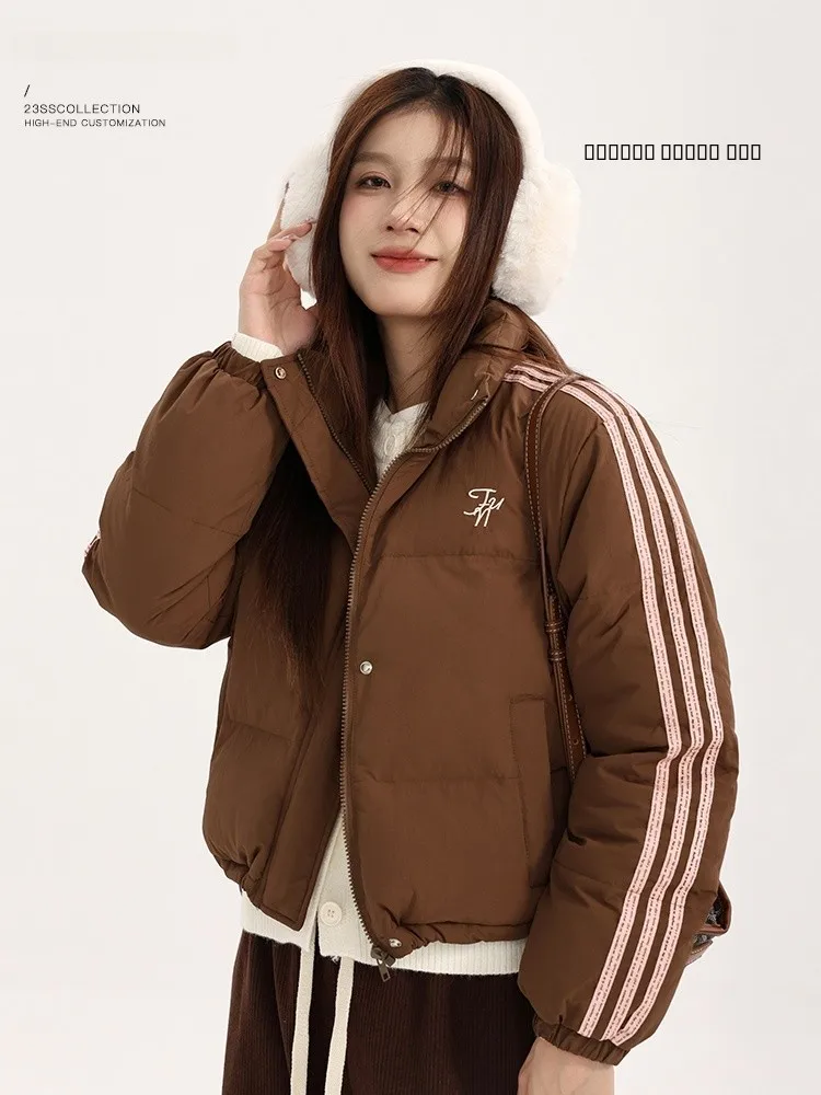 

Женская утепленная хлопковая куртка-пуховик с воротником-стойкой, приталенная, в корейском стиле, с длинными рукавами и застежкой-молнией