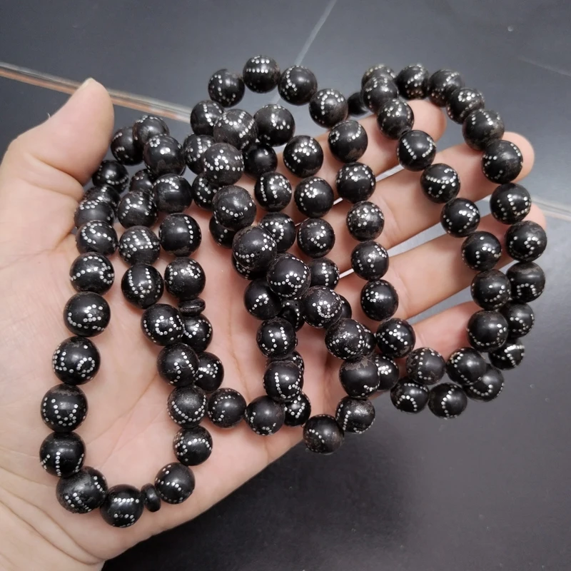 Tasbih 100beads Allah's name old kuka Inlaid sterling silver nail handmade luxurious misbaha Bracelet muslim eid gift