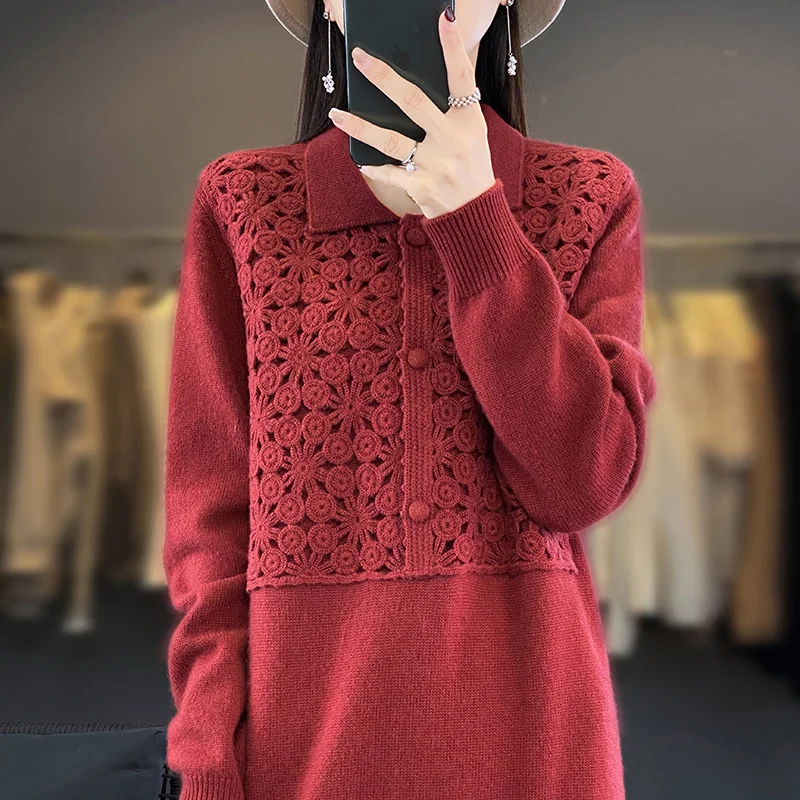 

Longer Dresses for Women, 100% Cashmere and Wool Knit Jumpers, Shirt Style Pullovers, New Fashion, Winter, NJ01, 2023