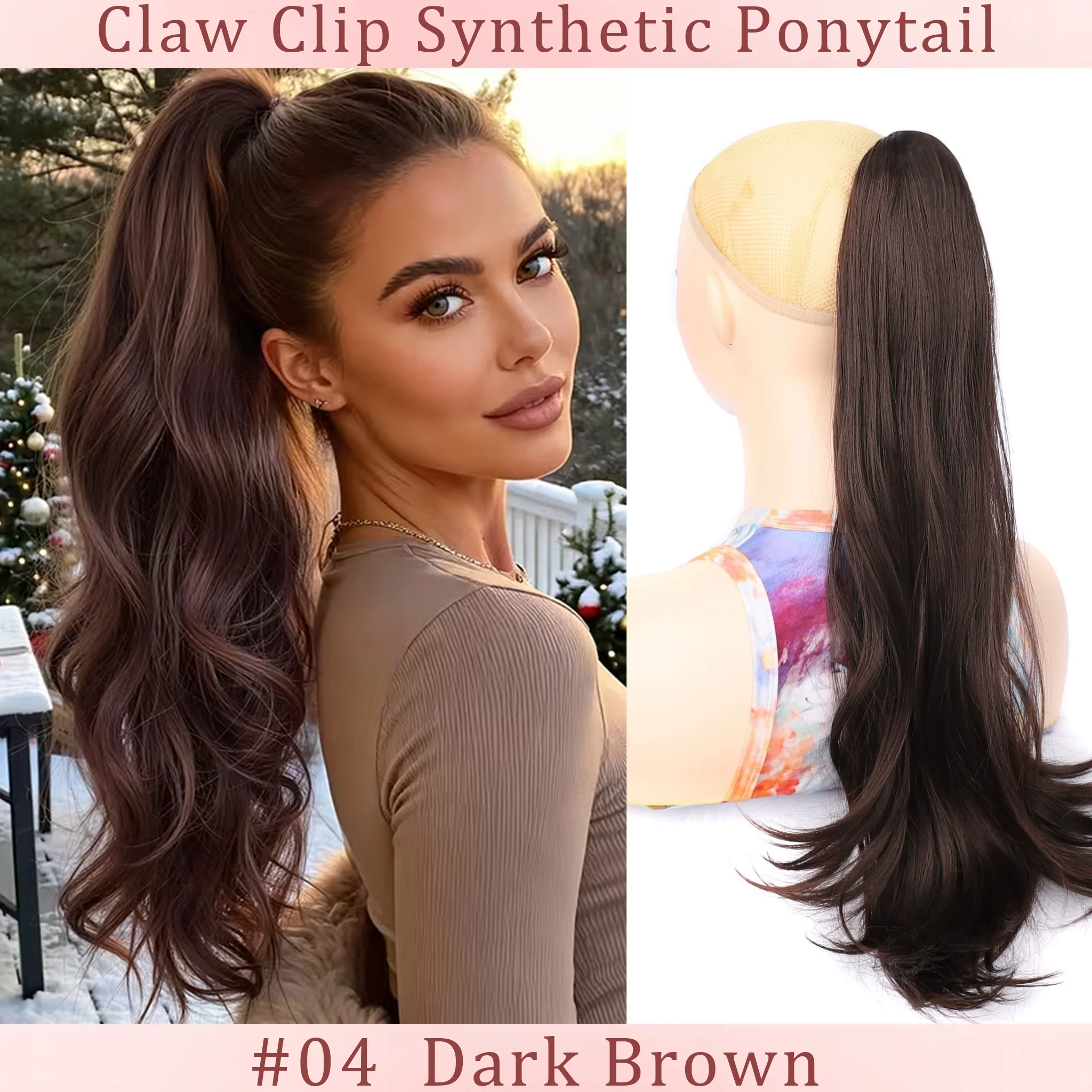 24inch 150G/Pack Curly Claw Clip Synthetic Ponytail Extension Designed for Featuring Synthetic Hair Suitable for Everyday Use