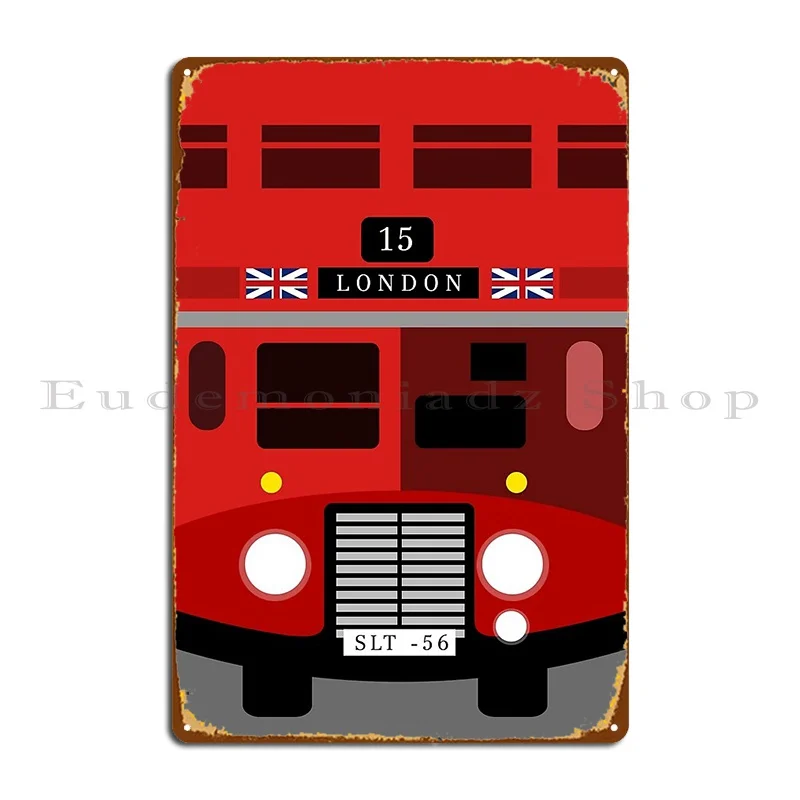 england british double decker bus minimalist Metal Plaque Poster PaintingKitchen Custom Vintage Wall Mural Tin Sign Poster