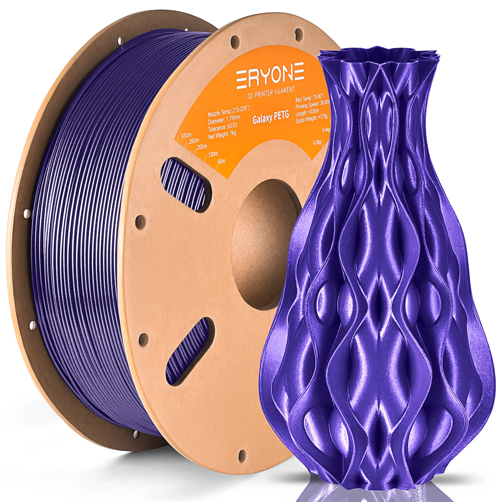 Eryone-filamento PETG brillante para impresora 3D, Material brillante de impresión 3d de ± 1,75mm, carrete de 1kg, envío rápido, 0,03mm, novedad