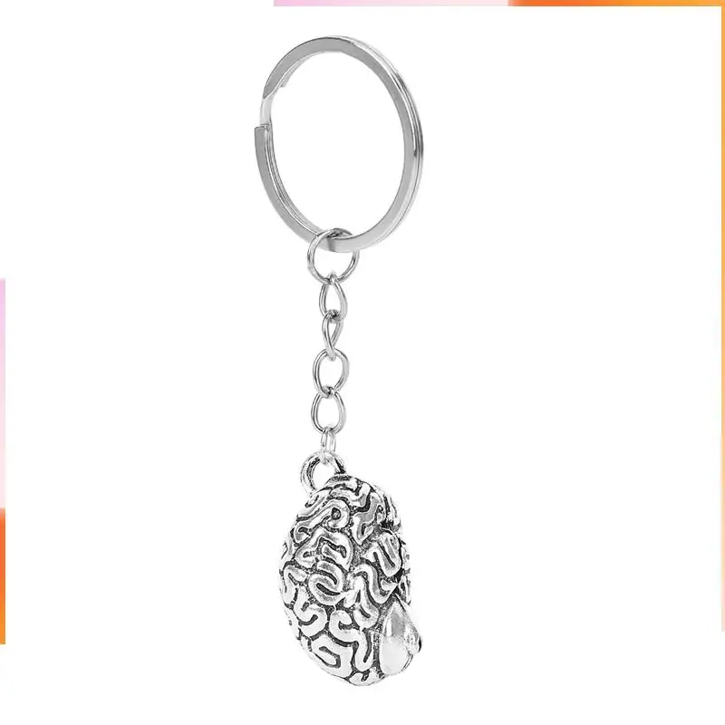 A92Z 5X Brain Keychain Alloy Smart Brainiac IQ Key Ring Fob Chain Medicine Human
