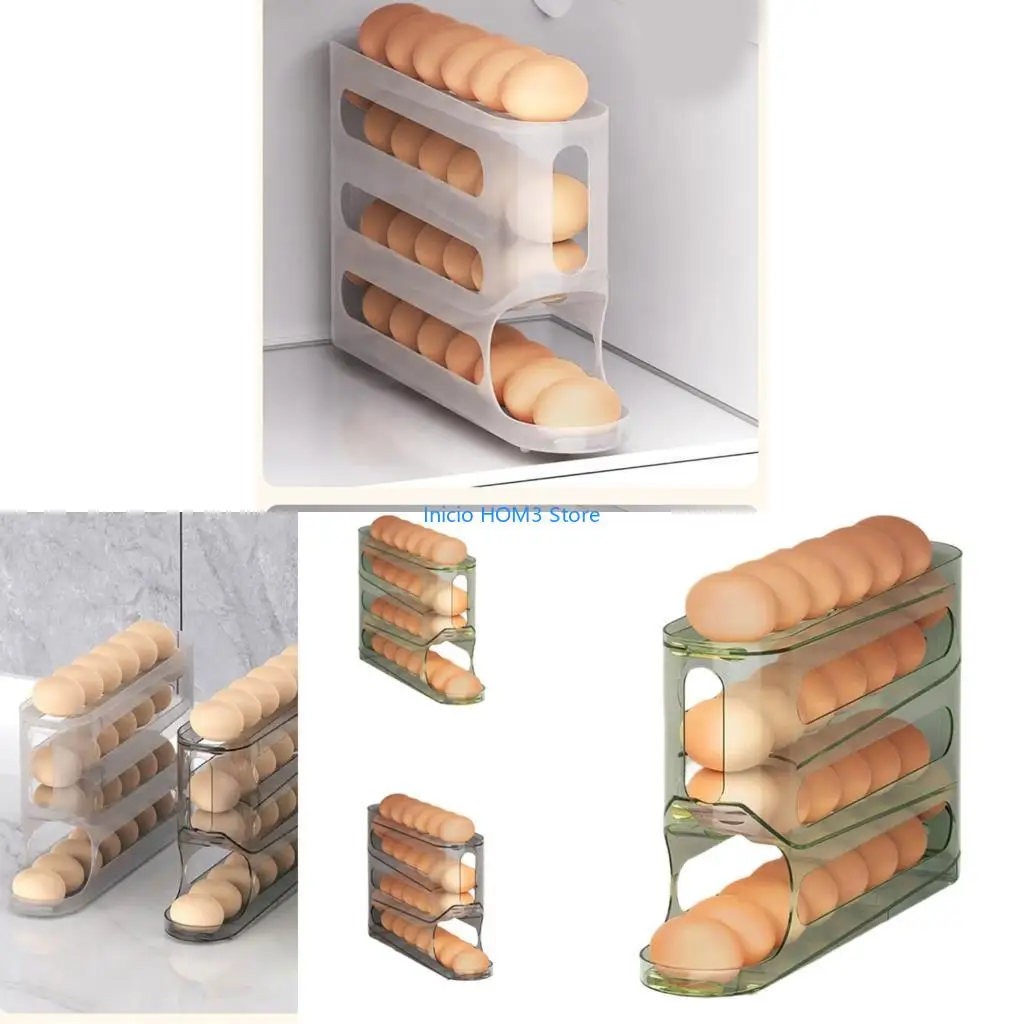 A5YD Clear Refrigerator Organizers Slide Designs Eggs Box Suitable For Family Cooking