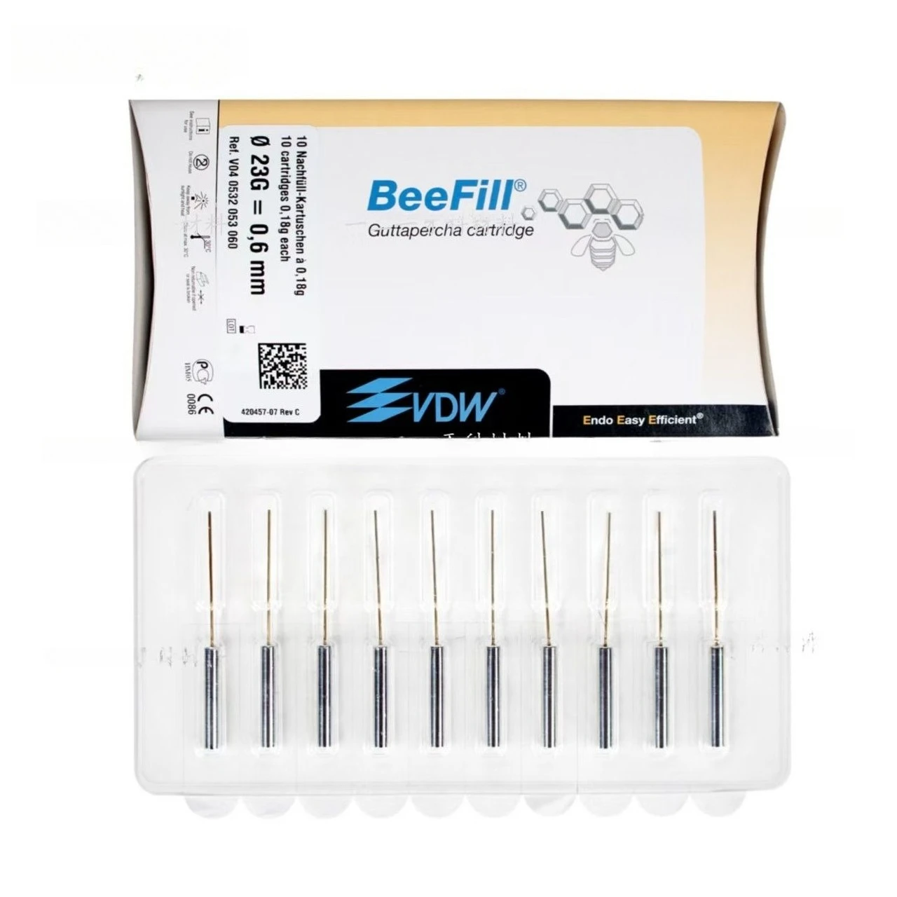 10PCS / Board Dental Root Canal Filling Material VDW Beefill Gum Bullet 23G Laboratory Tools Reduce Infection Sterile Clinic