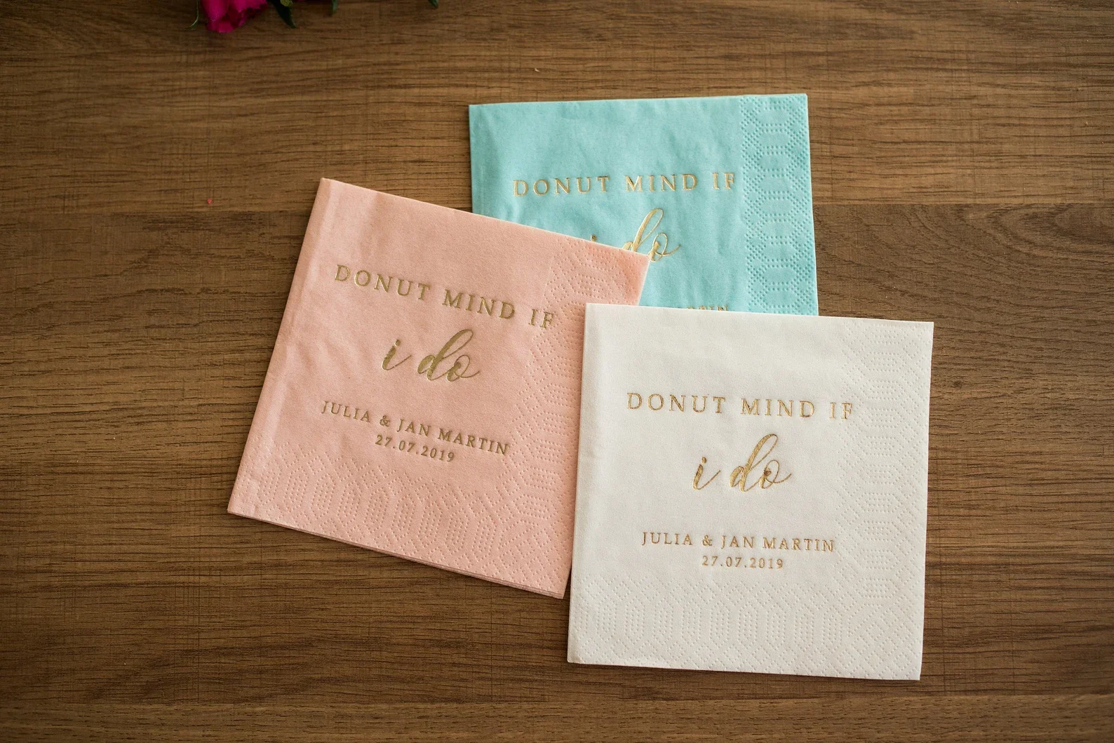 50 Donut Mind if I Do Wedding Napkins, Custom Napkins, Personalized Napkins, Event Favors, Party Napkins, Rehearsal Dinner, Brid