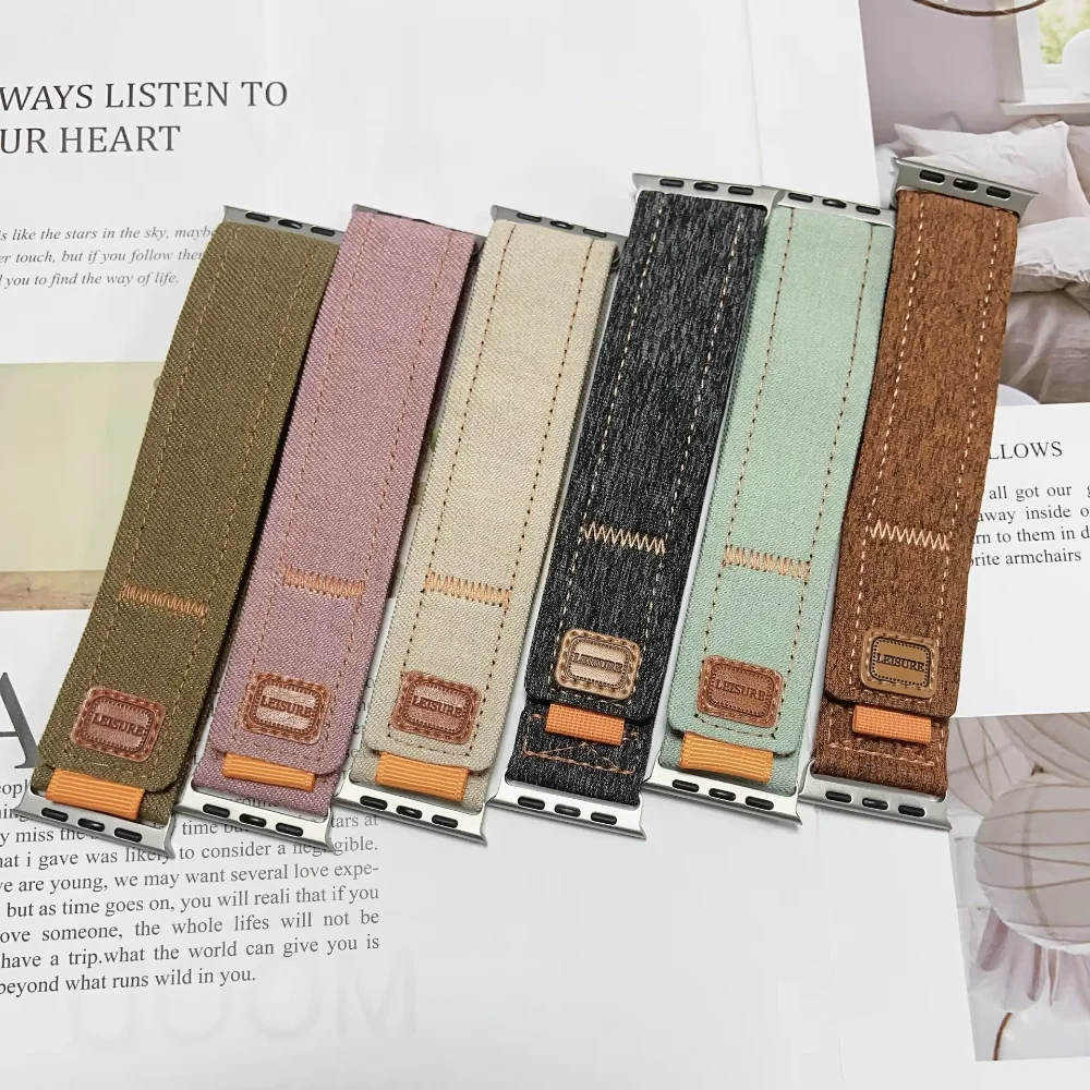 

Nylon Band for Apple Watch Strap 10 46mm 42mm 8 9 7 45mm 41mm 6 5 4 SE 44mm 40mm Denim Canvas for iWatch Series Ultra 49mm Strap
