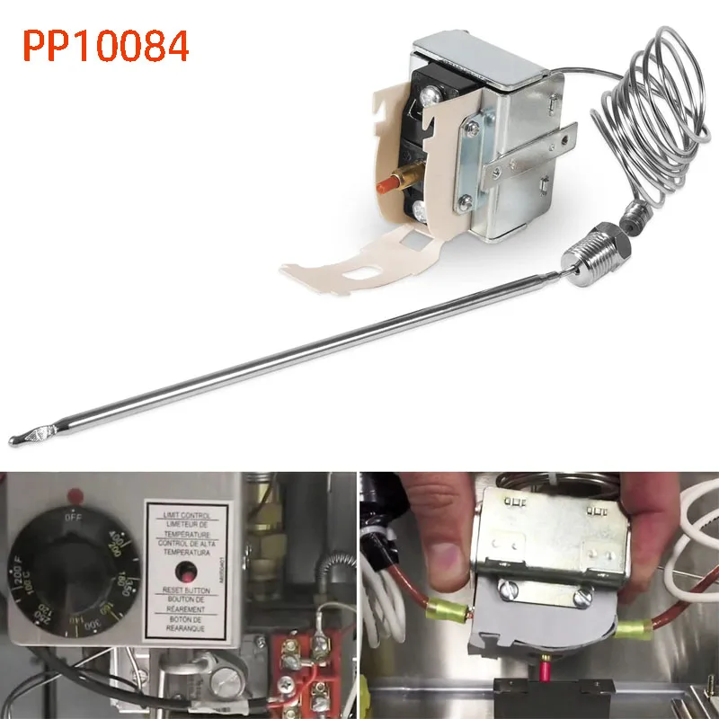 PP10084 High Limit Switch for Pitco All Gas Fryers Safety Thermostat ,450F/232°C Fixed Temperature 36” Capillary 1/4 Nickle Bulb