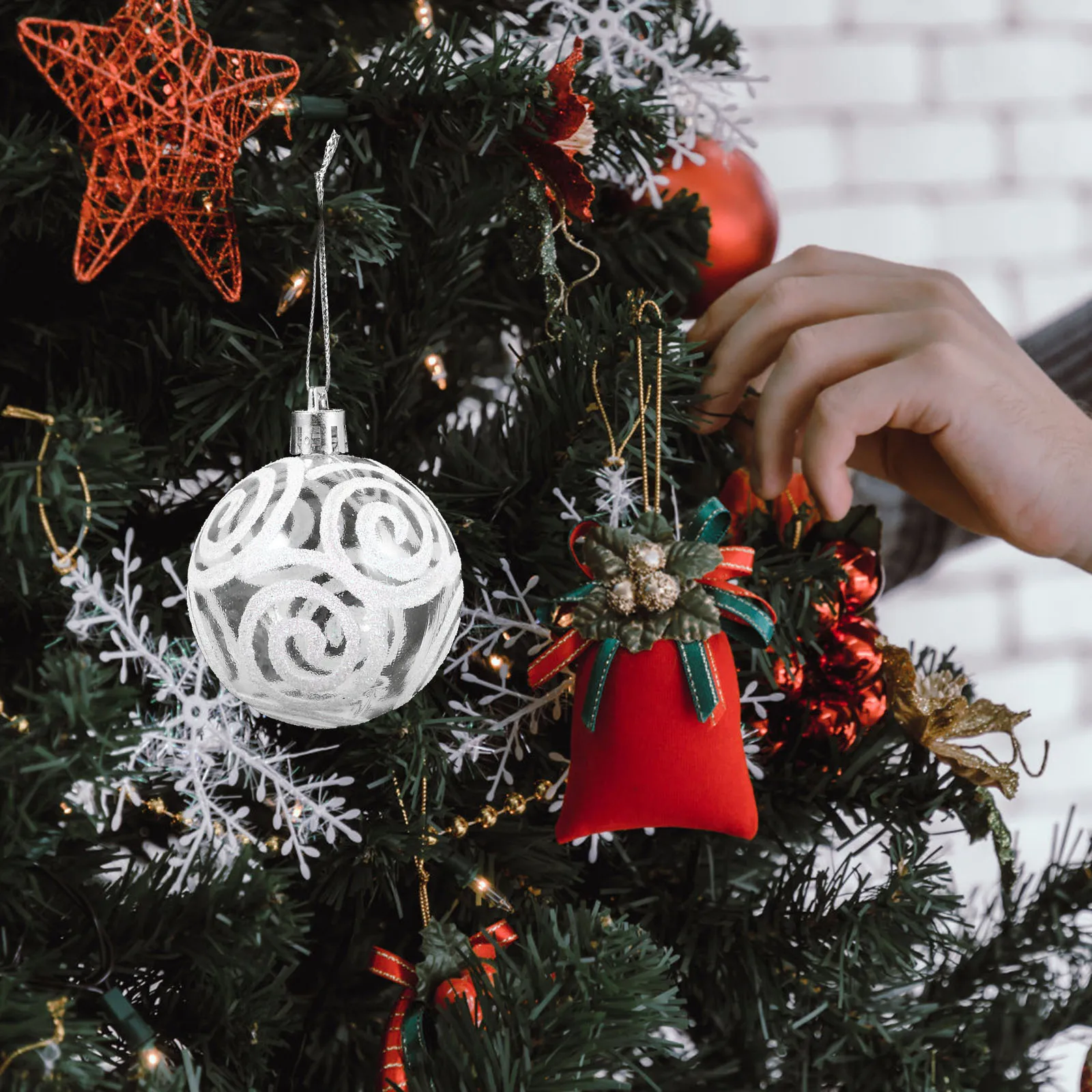 

6pcs Christmas Ball Pendant Small Tree Baubles Ornaments Decorative Hanging Balls for Xmas Tree Party Holiday Props