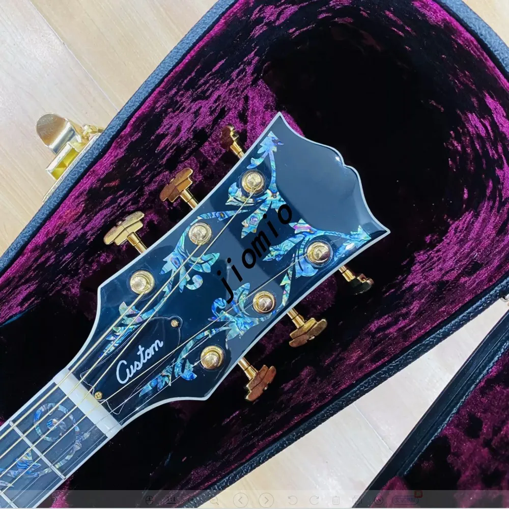 43-inch full solid wood sky blue J200 mold with B1 pickup and hard box, power transmission box, wooden guitar