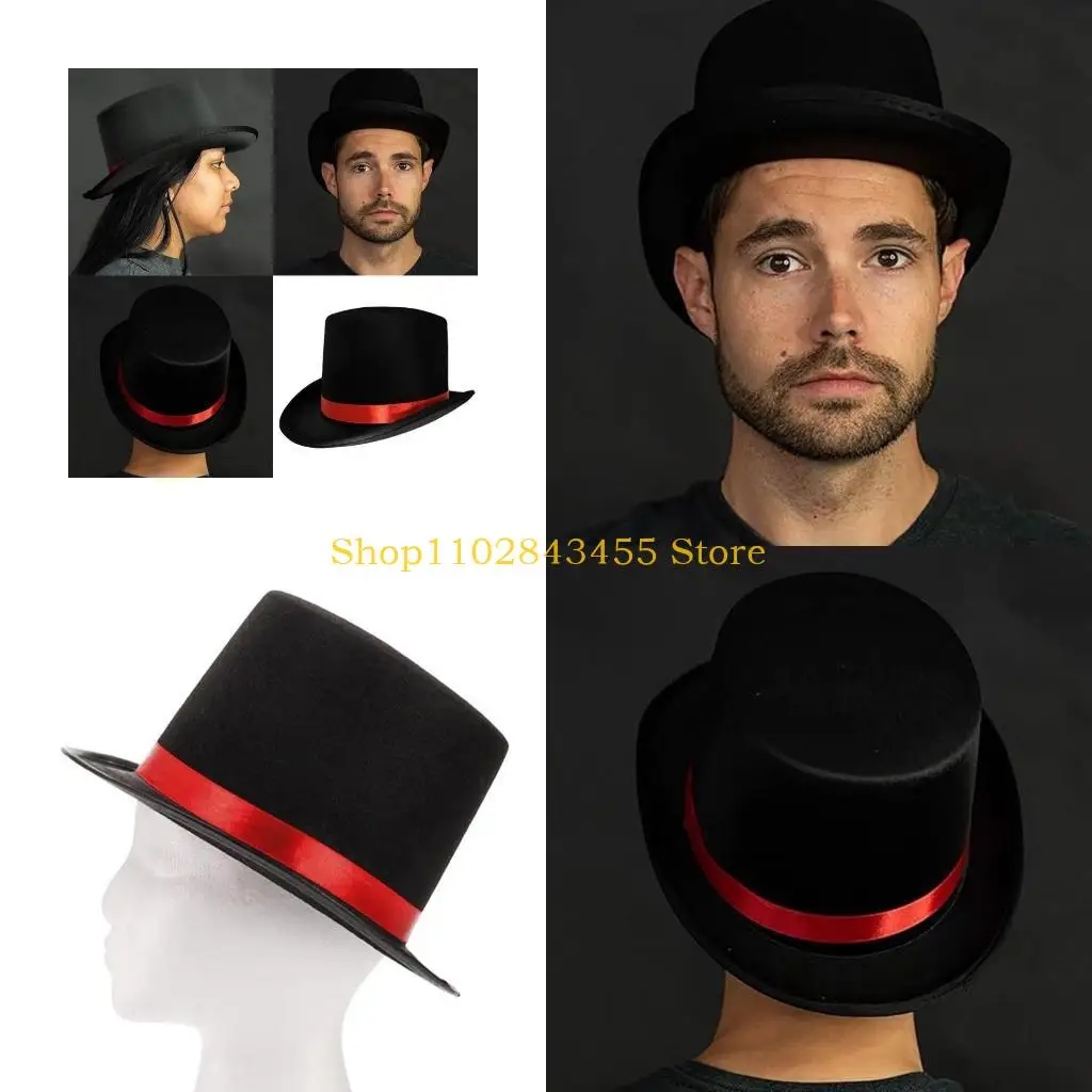 

49MC Модный цилиндр, мягкая шляпа с лентой для большинства возрастов, шляпа-федора с короткими полями, изысканная панама, шляпа
