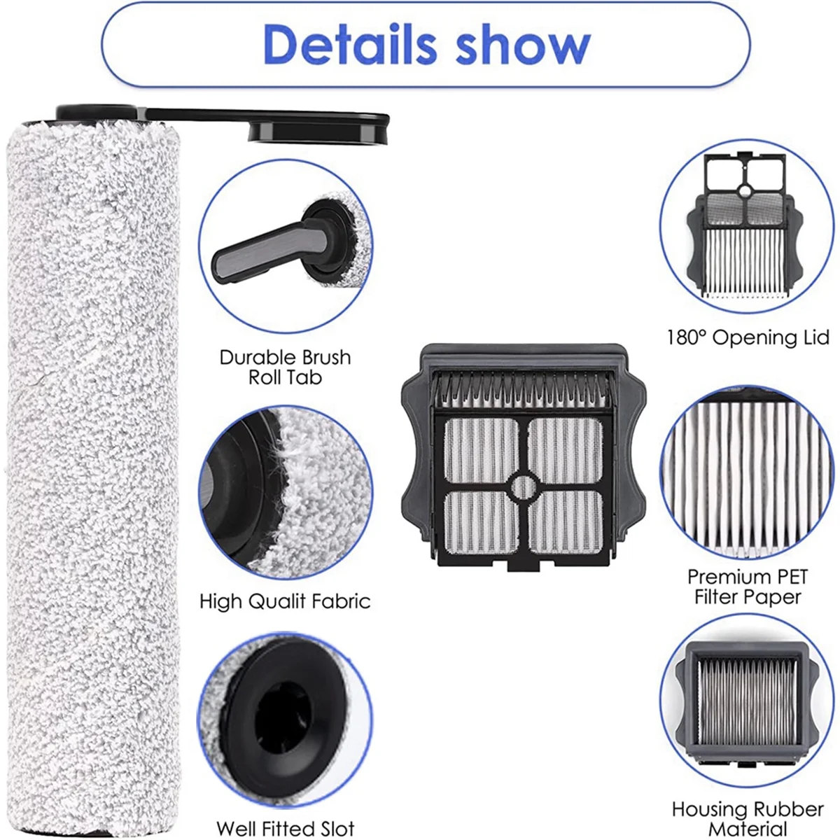 Сменные ролики и фильтры HEPA для Tineco Floor ONE S5/Floor One S5 Pro 2/ S5 Extreme Smart пылесоса
