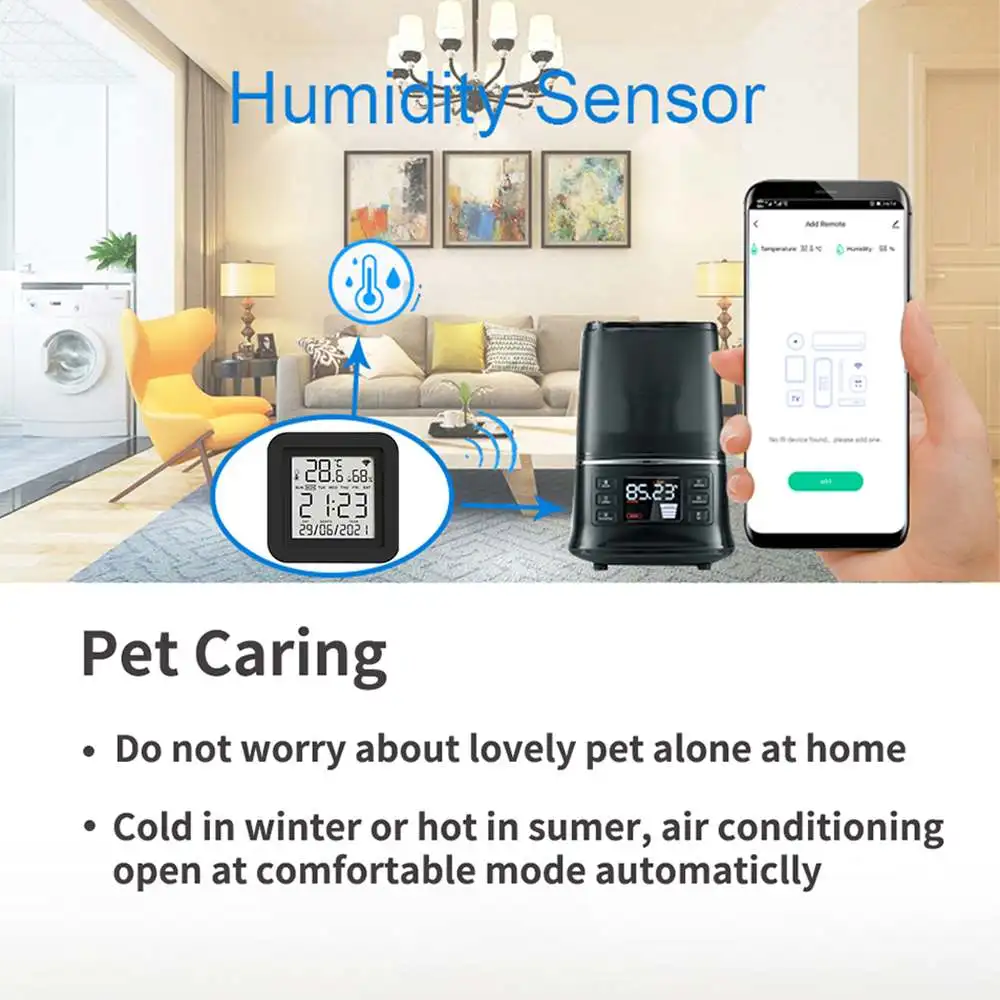 جهاز استشعار درجة الحرارة والرطوبة الرقمي الذكي Tuya IR ، شاشة LCD ، جهاز تحكم عن بعد ، مكيف الهواء ، جهاز تحكم التلفزيون ، مقياس الرطوبة الذكي