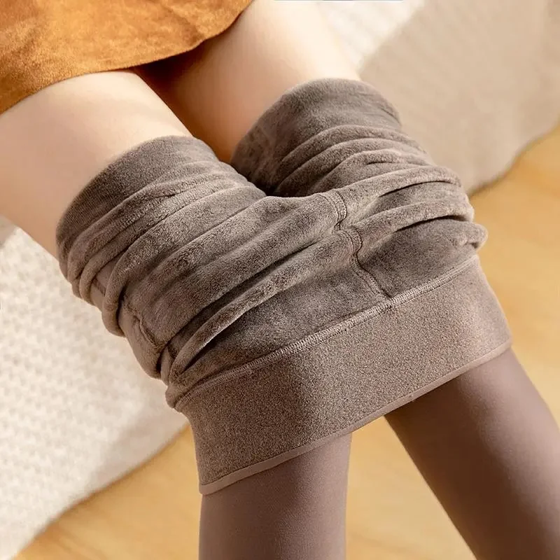 1/2 قطعة صوف مبطن الجوارب رشاقته جوارب طويلة للنساء الفتيات الشتاء اللباس الداخلي الجلد القطبي تأثير أسود جوارب المرأة الحرارية جورب #5