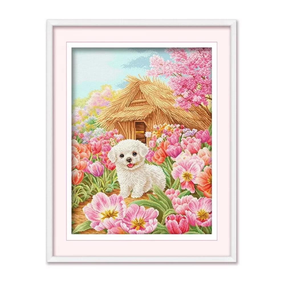 

Набор для вышивания крестиком KS с принтом щенка, 14CT, 11CT, 9CT, для рукоделия, декора дома, поделок своими руками