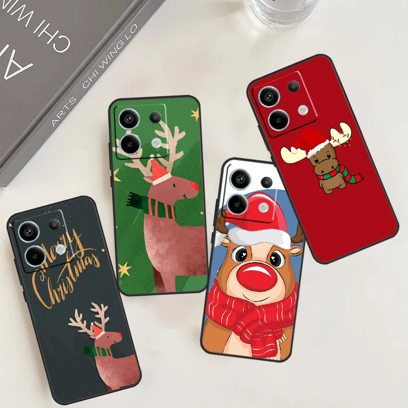 Merry Christmas Reindeer Case For Xiaomi Redmi Note 13 11 8 9 10 12 Pro 12S 11S 10S 9S Redmi 13C 9C 10C 12C Cover