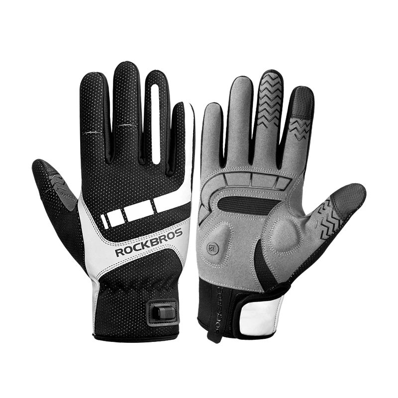 ROCKBROS Winter Warme Fahrrad Damen Herren Handschuhe SBR Touchscreen USB Beheizte Handschuhe Winddicht Plam Atmungsaktive Motor E-bike Handschuhe