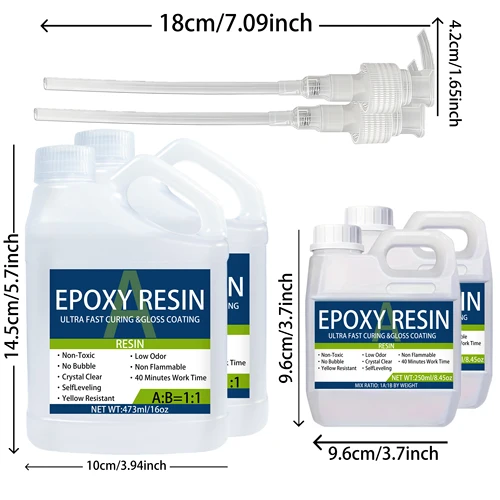 Imagen 2 del producto Kit de resina epoxi de 32 onzas, fuerte, sin burbujas, resina artística antiamarillante que, adecuado para fundición, bricolaje, moldes, fácil de mezclar, relación 1:1