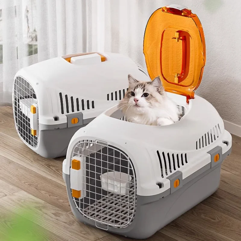 Portable pet travel airline box Simple style pet car cage Multifunctional pet cage Ventilated and breathable cat transport box