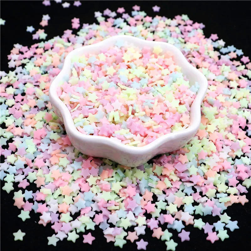 5mm Luminous Polymer Clay Star Slices Hot Clay Sprinkles for Nailart  Crafts DIY Slime Crystal Mud Filling Accessories