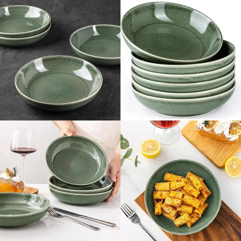 

Набор из 6 керамических мисок для пасты, 36 унций, цвет нефритово-зеленый, для использования в микроволновой печи и посудомоечной машине, идеально подходит для кухни