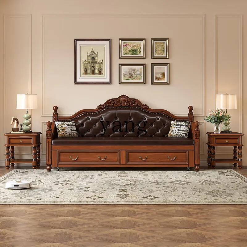 CX American solid wood sofa bed push-pull foldable dual-purpose sitting and lying retractable multi-function