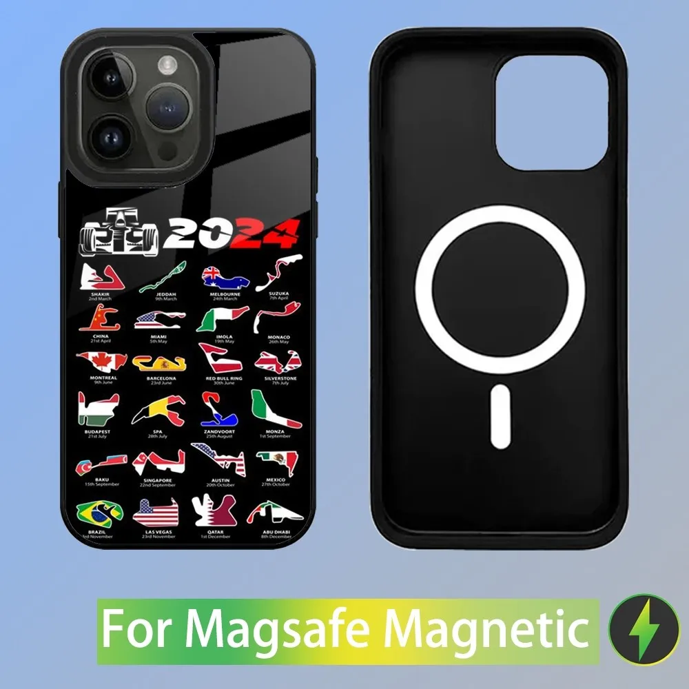 F1 Race Tracks Circuits 2024 Phone Case For iPhone 15,14,13,12,11,Plus,Pro,Max Mini Magsafe Magnetic Wireless Charging