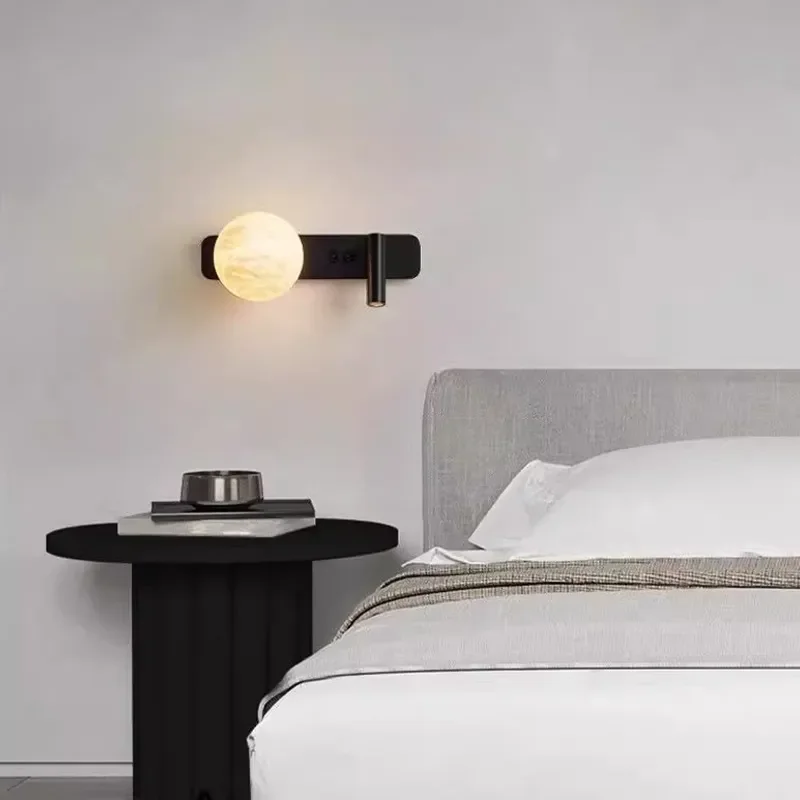 Modern Marble Wall Lamp Luxury Bedroom Bedside Light Simple Hotel Villa Entrance Aisle Living Room Decor Fixture Nordic Style
