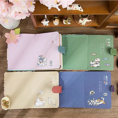 Notebook Colored Innerpage Diary Book PU Cover Paper Notepad Magnetic Buckle book School Office Supplies New